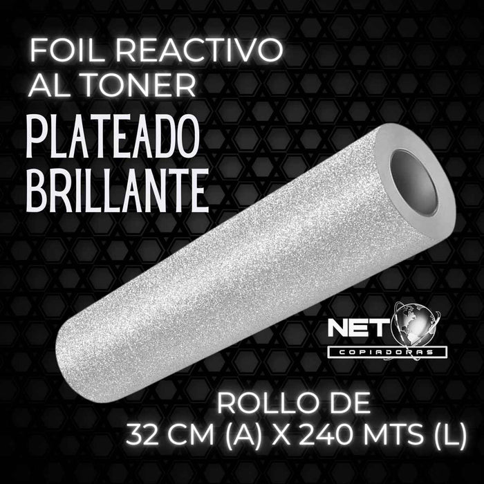 Papel Foil Plateado Brillante Reactivo al Tóner 32 cms x 240 mts