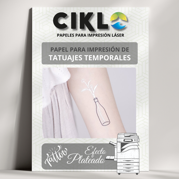 Papel para Tatuajes Temporales | PLATEADO | Para Láser |  KIT 10 hojas