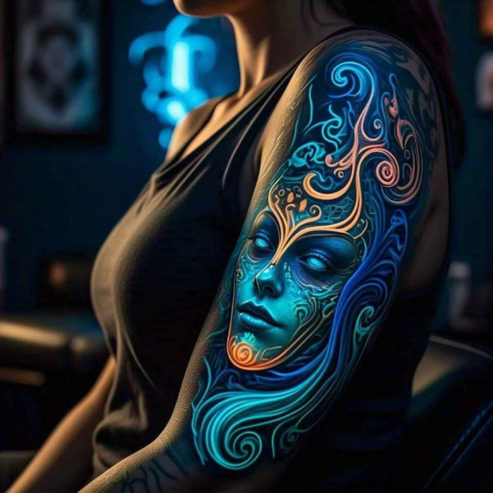 Tatuajes Temporales Azules Fluorescentes 10 Hojas Inkjet