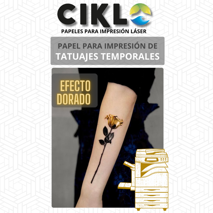 Papel para Tatuajes Temporales | DORADO | Para Láser |  KIT 10 hojas