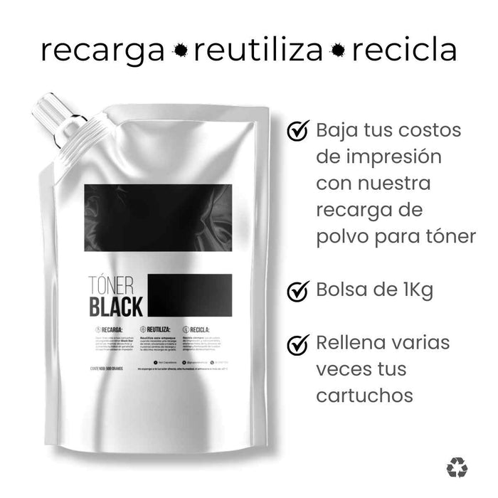 Toner Recarga para Sharp Negro 1 Kg MX2616 MX4100 MX4110 MX3110 MXC300 MXC301