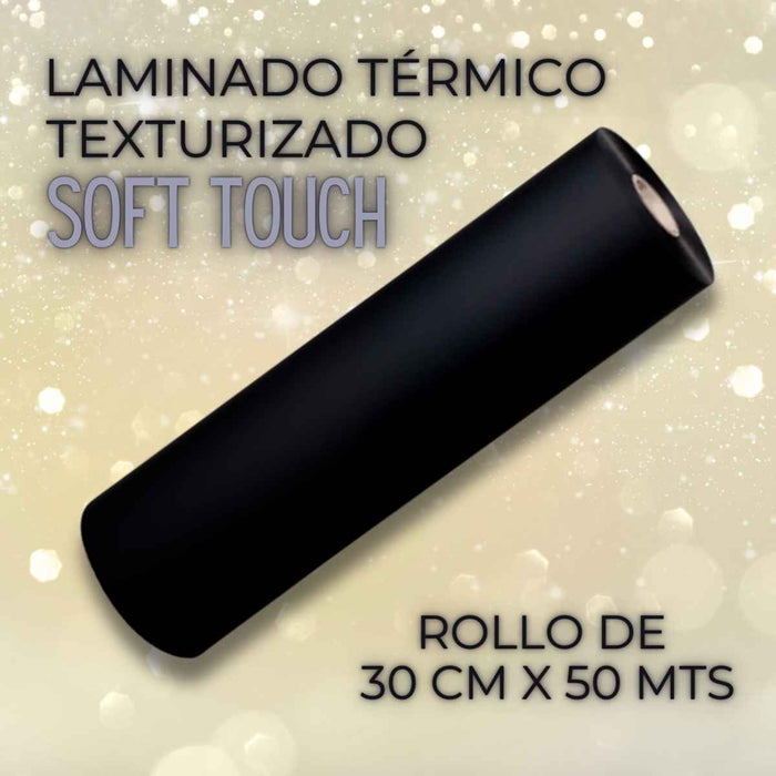 Rollo de Laminado Soft Touch Negro Texturizado Térmico 30cm x 50mts