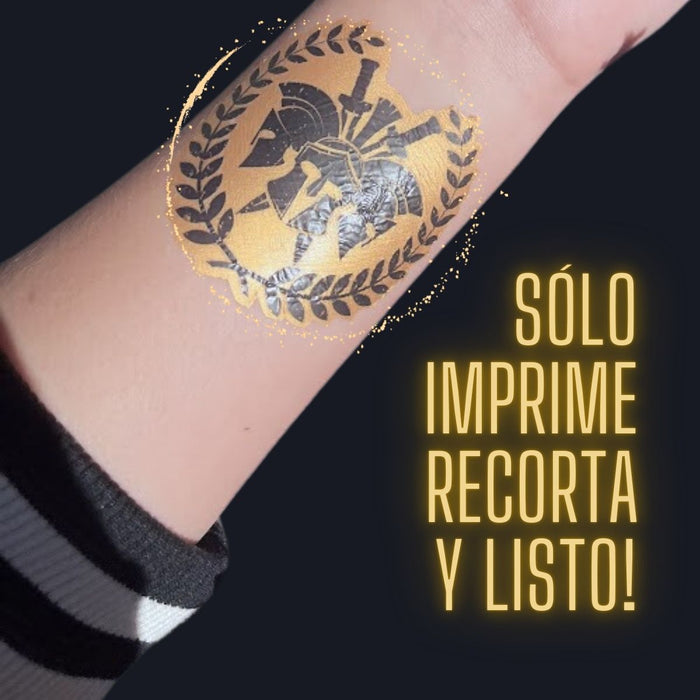 Tatuaje Temporal Dorado Kit 10 Hojas Impresión Láser A4