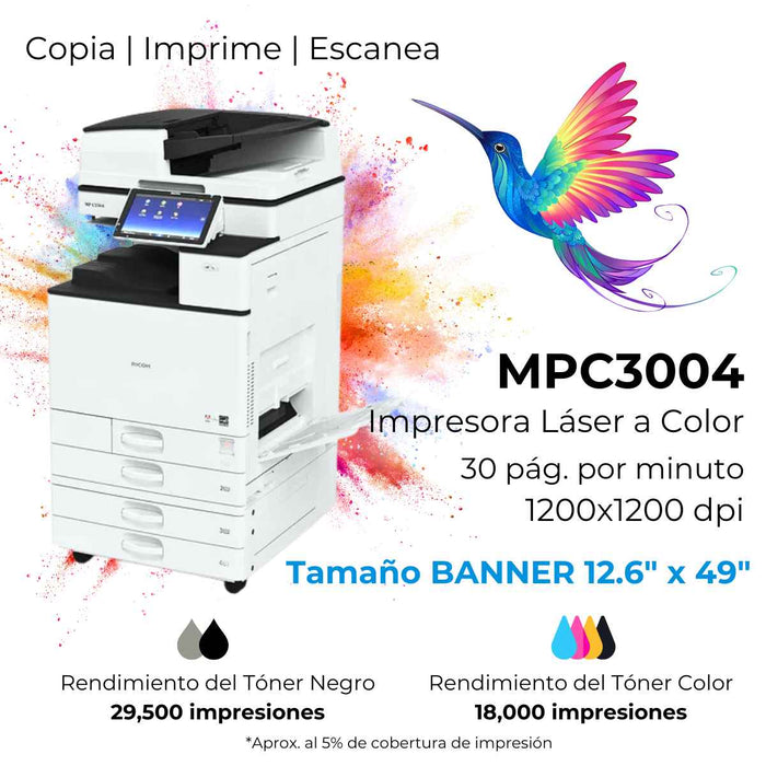 Impresora Laser Color Ricoh MPC3004 "Remanufacturada"