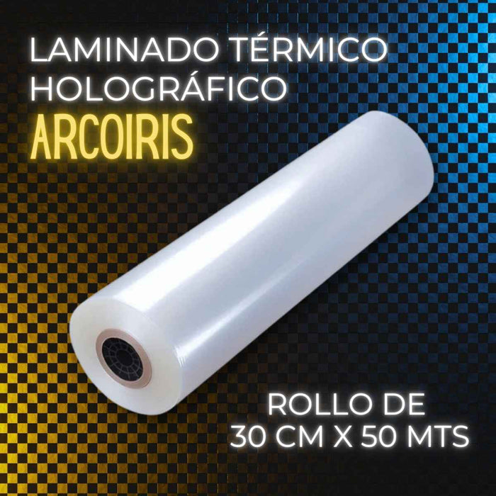 Rollo de Laminado Arcoíris Holográfico Térmico 30cm x 50 mts