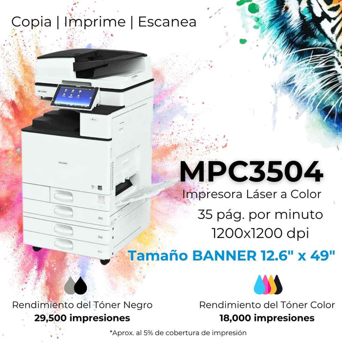 Impresora Laser Color Ricoh MPC3504 "Remanufacturado"