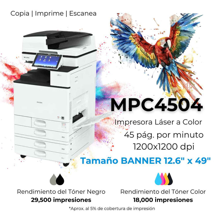 Impresora Laser Color Ricoh MPC4504 "Remanufacturada"