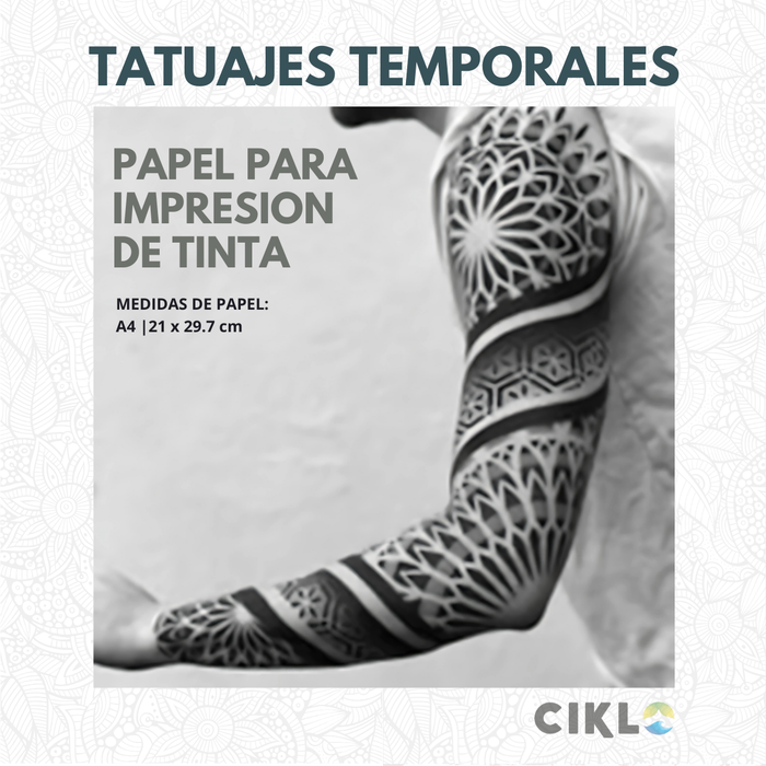 Papel para Tatuajes Temporales | Para Tinta |  KIT 5 hojas