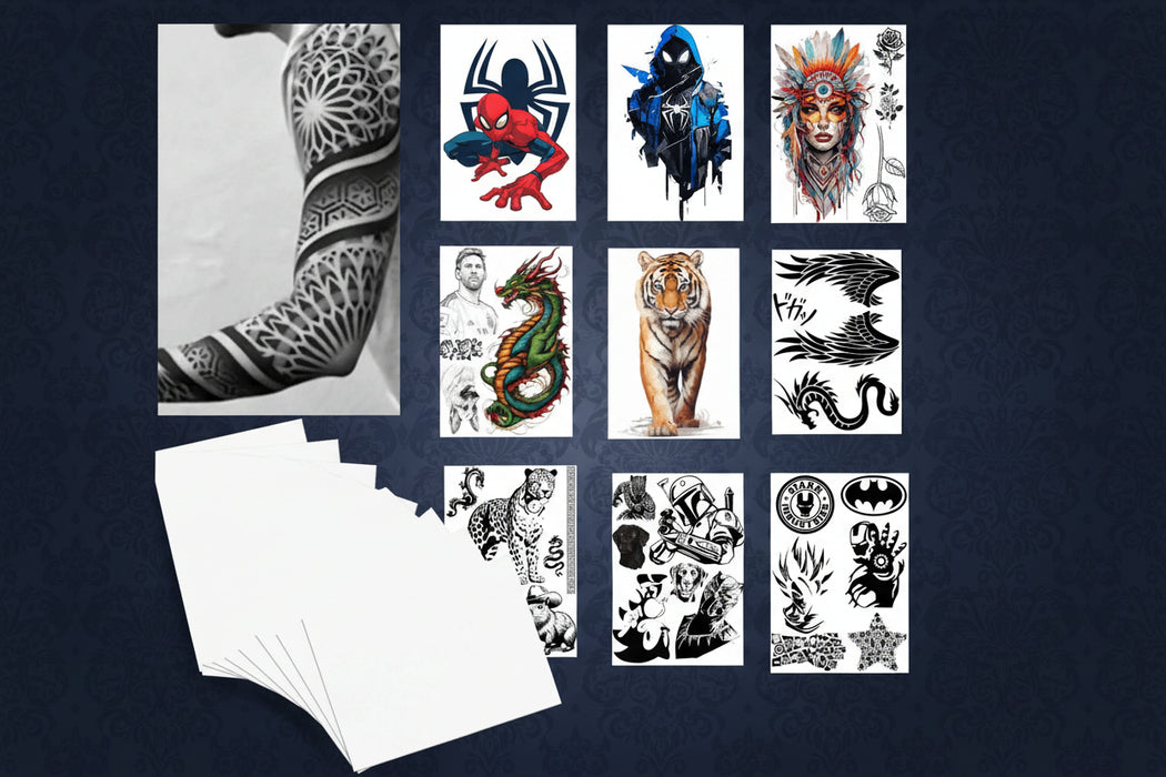 Tatuaje Temporal | Kit 10 Hojas | Impresión  Láser | A4