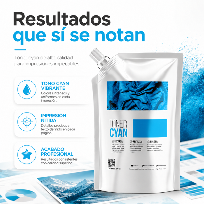 Toner Recarga BlackStar 500g Sharp Cyan MX3070, MX4070, MX5070, MX6070 Recarga 500g