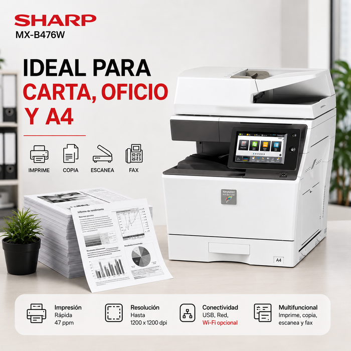Impresora Multifuncional Digital Sharp MXB476W Monocromatica