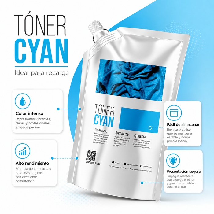 Toner Recarga BlackStar 500g Sharp Cyan MX3070, MX4070, MX5070, MX6070 Recarga 500g