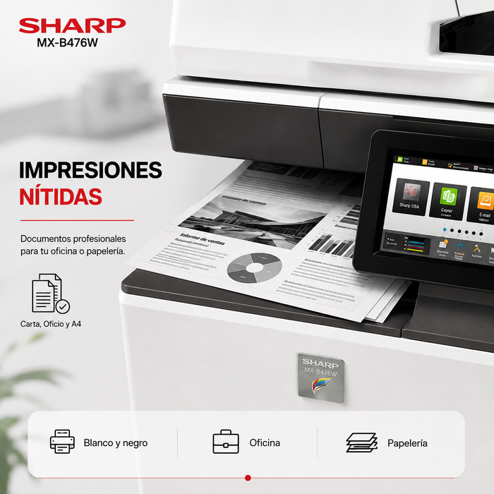 Impresora Multifuncional Digital Sharp MXB476W Monocromatica