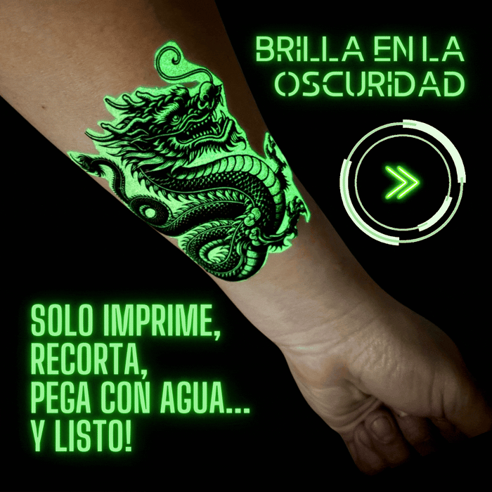 Tatuajes Temporales Verdes Fluorescentes 5 Hojas Inkjet