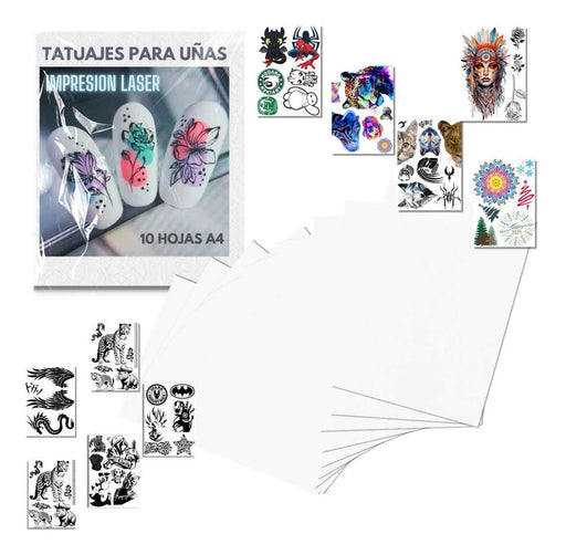 Tatuajes De Uñas Personalizados 10 Hojas Impresión Láser A4 - Net Copiadoras