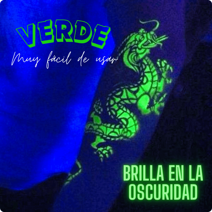 Tatuajes Temporales Verdes Fluorescentes 5 Hojas Láser - Net Copiadoras
