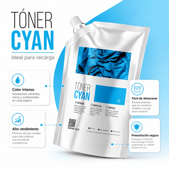 Toner Bk Cyan 500g Rico Mpc2003 | 2504 | 3503 | 4503 | 5500 - Net Copiadoras