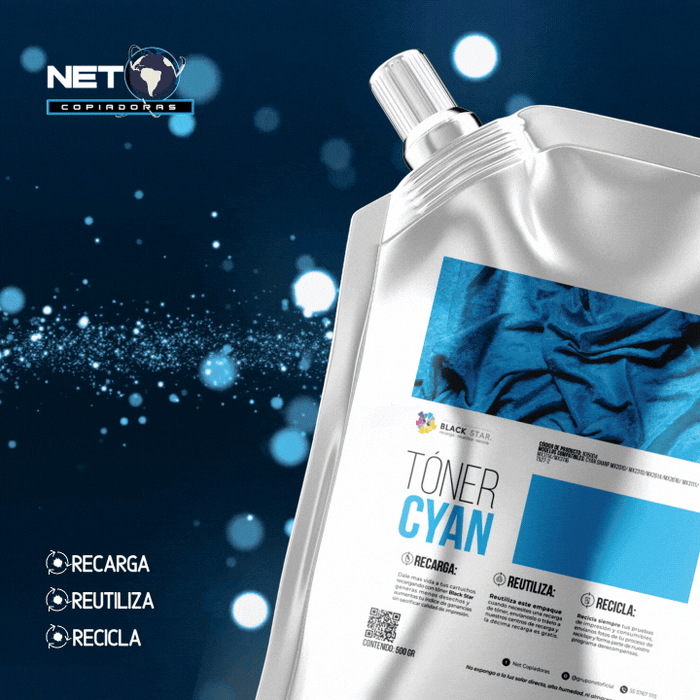 Toner Recarga BlackStar 500g Sharp Cyan MX3070, MX4070, MX5070, MX6070 Recarga 500g